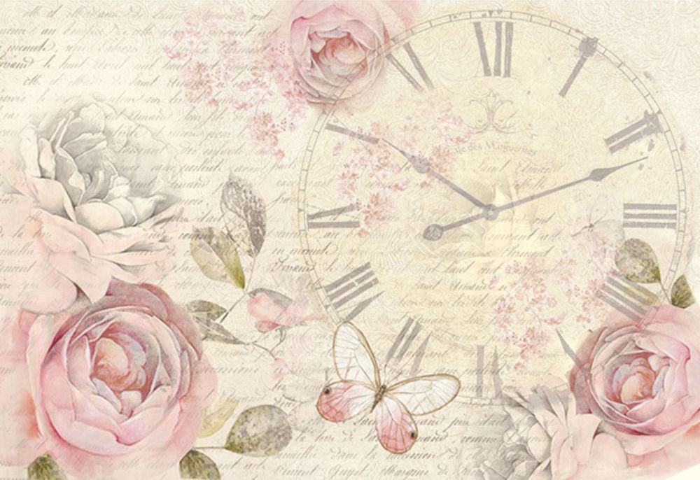 Shabby rose clock - A3