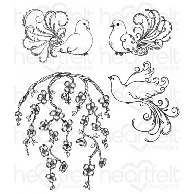 Flowering Dogwood and Doves Cling Stamp Set