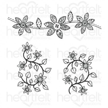 Patchwork Daisy Border Cling Stamp Set